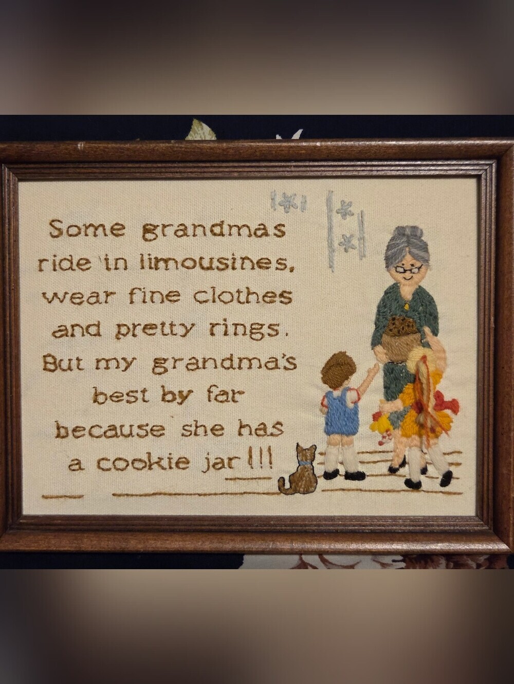Vintage Crewel Embroidery Sampler Grandma Core Cottage Core 70s